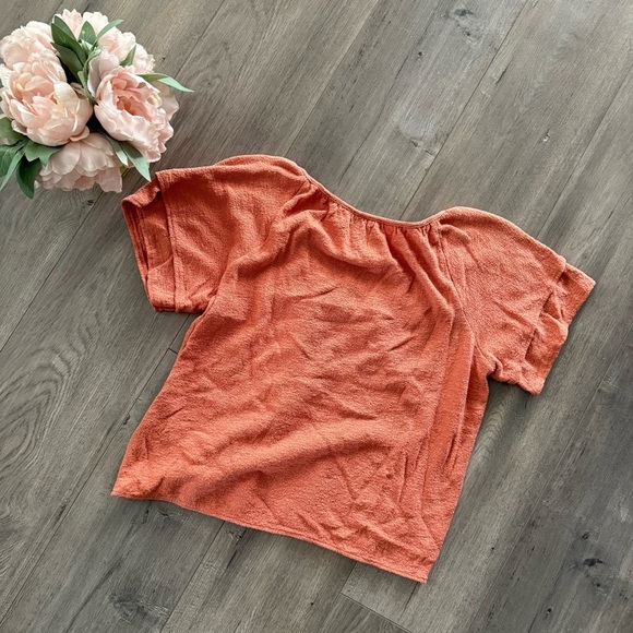 Madewell Orange Textures & Thread Crinkle Ruffle Sleeve Blouse - Picture 6 of 6